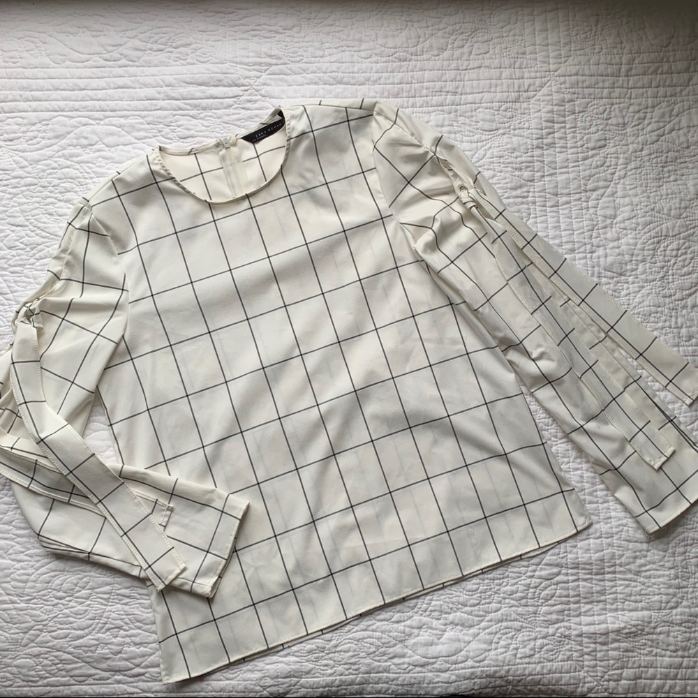Zara Woman Striped Plaid Blouse